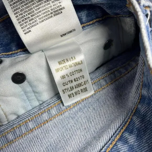 AGOLDE 90s Mid Rise Womens Size 23 LightWash Distressed cut#62170 style#A069C811 - Picture 5 of 9